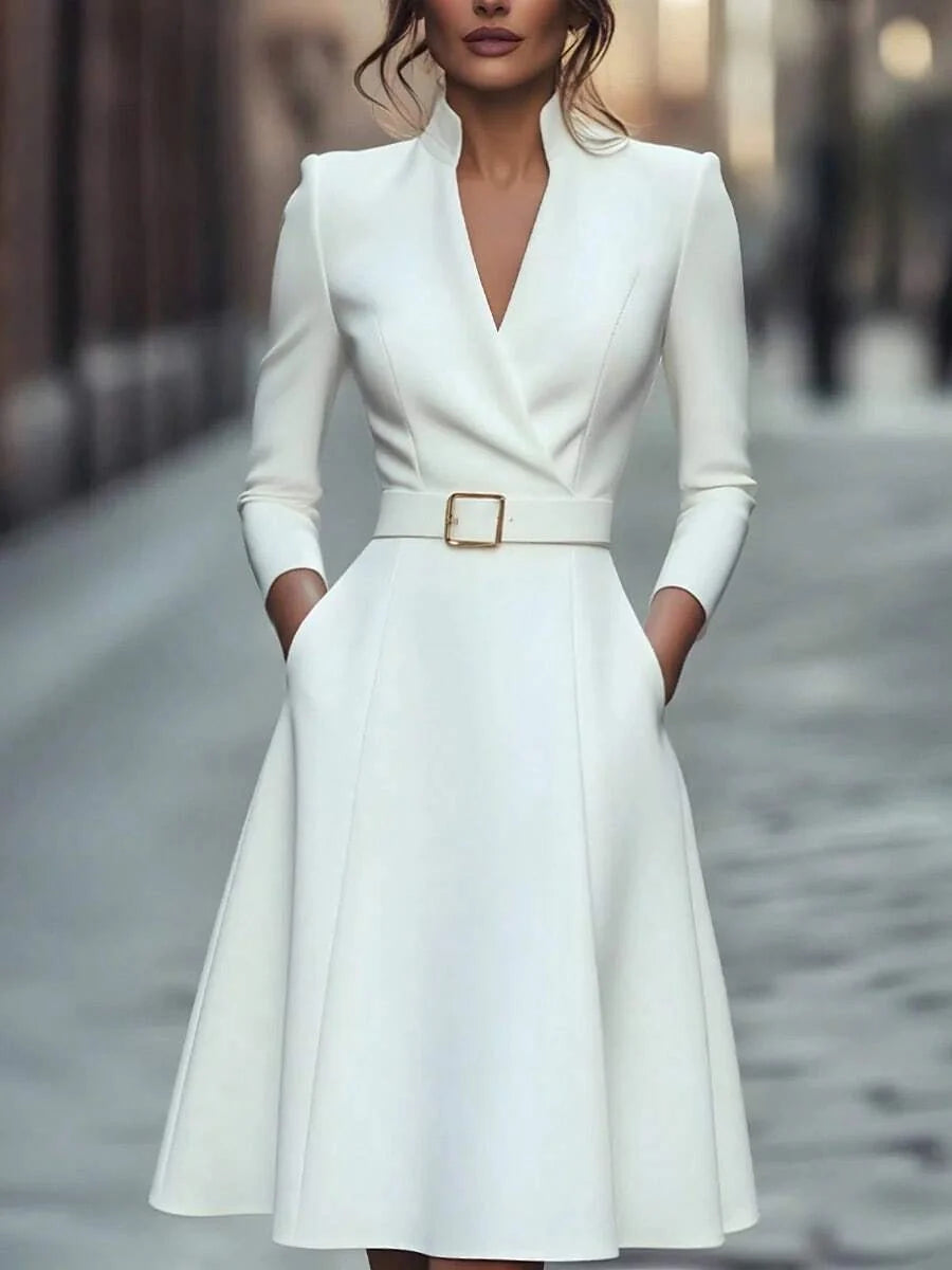 Cecily Belted V Neck Midi Dress - view 2