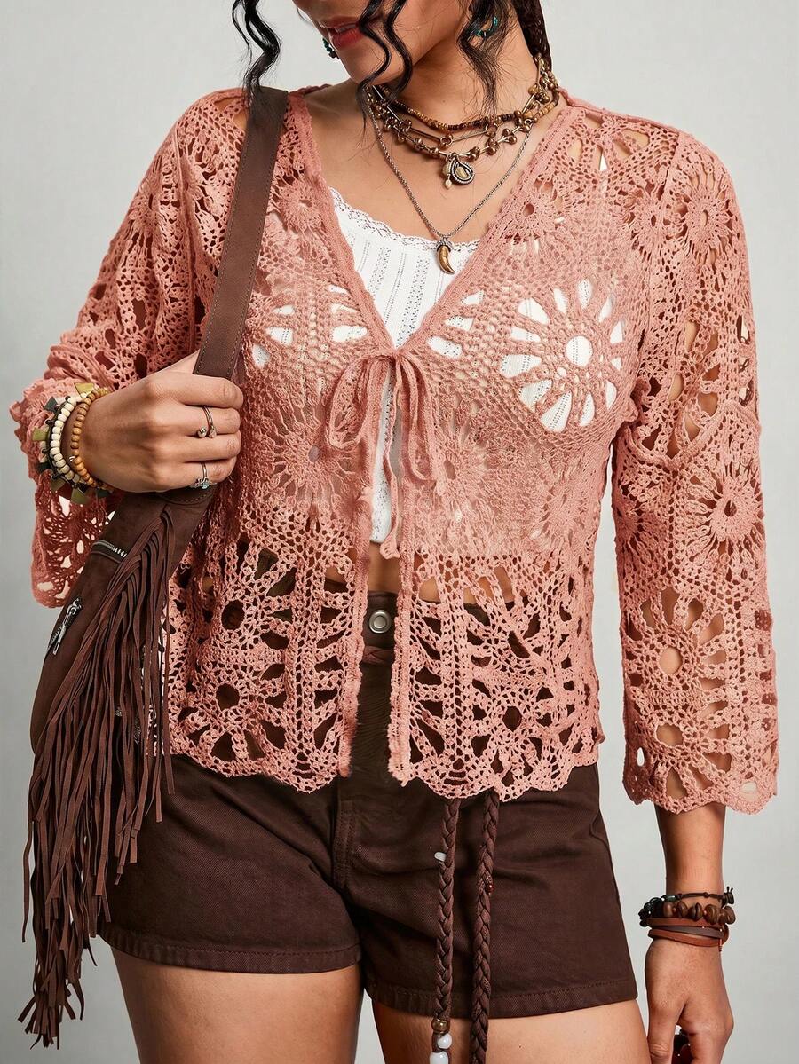 Josefine Crochet Tie Front Cardigan - view 9