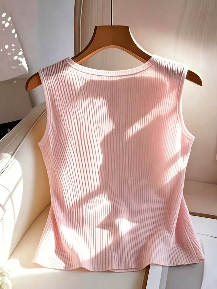 Lara Ribbed Sleeveless Button Front Shirt - view 12