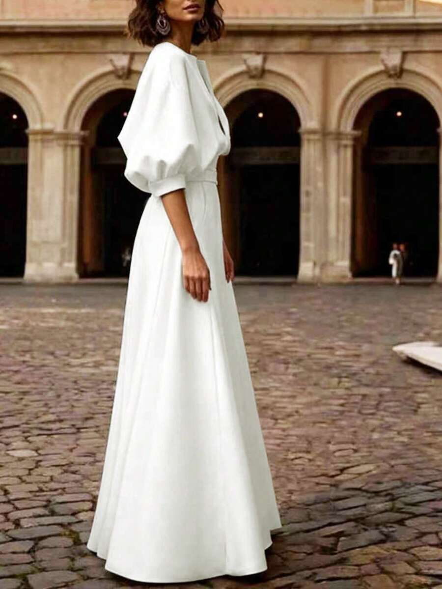 Aurora V Neck Balloon Sleeve Maxi Dress - view 4