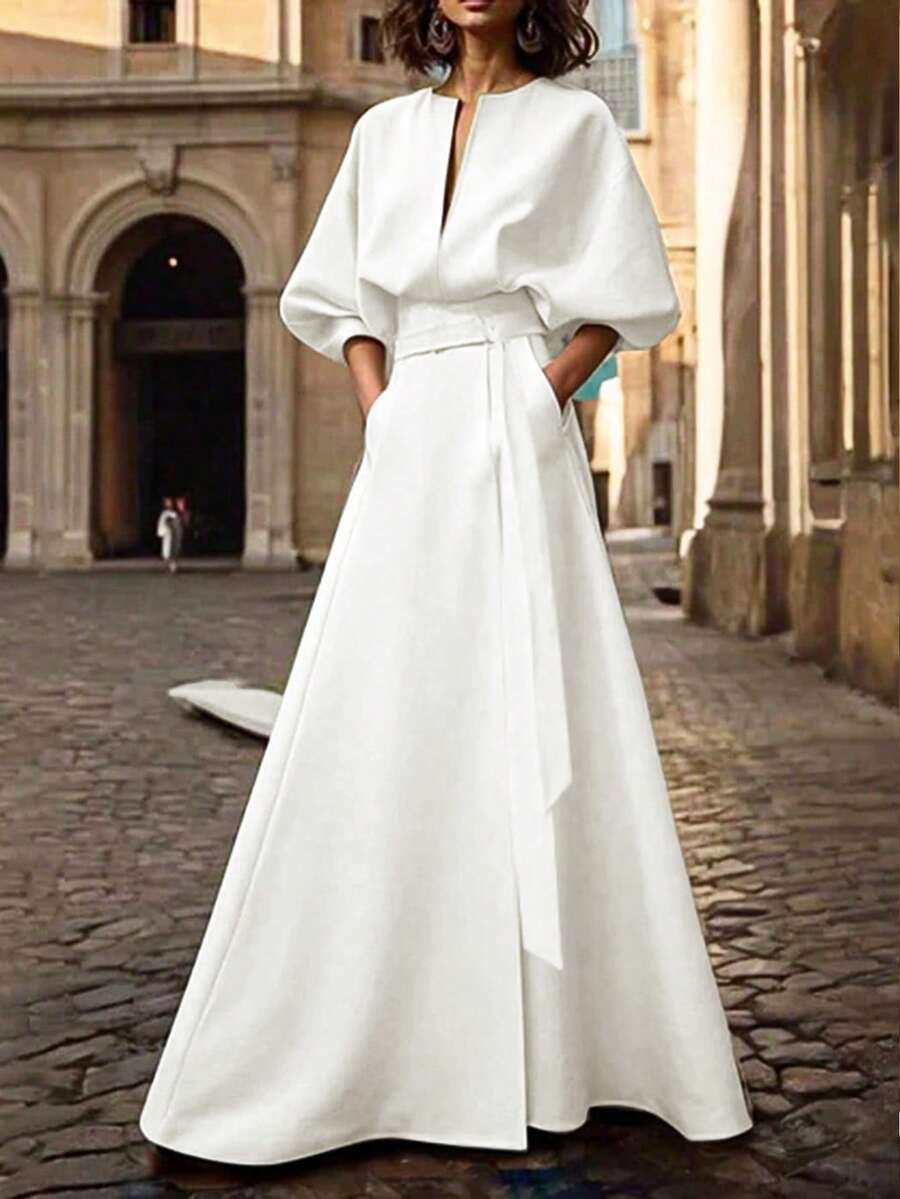 Aurora V Neck Balloon Sleeve Maxi Dress - view 3