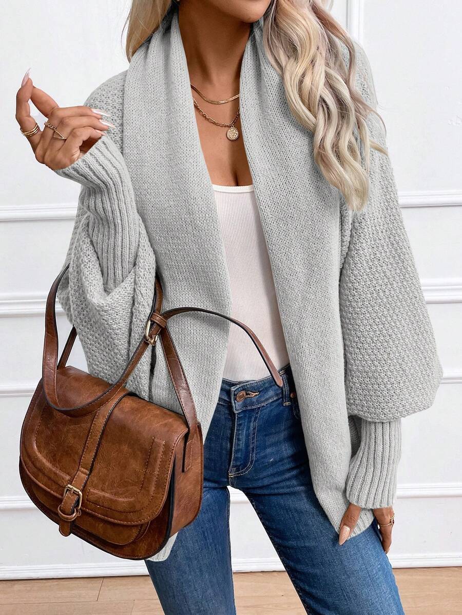Noelle | Batwing Sleeve Shawl-Collar Open-Front Cardigan