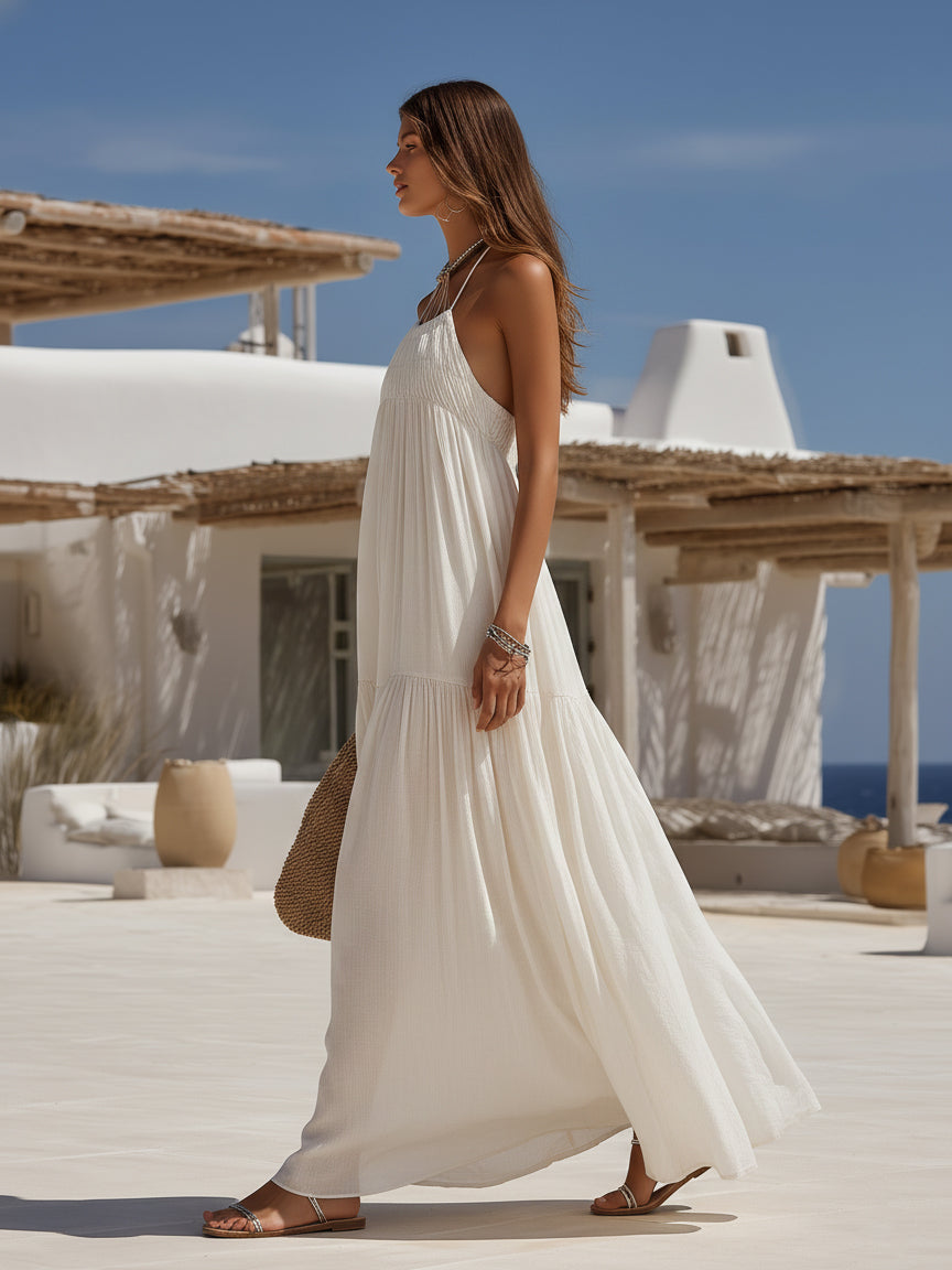 Amaya Halter Ruched Tiered Maxi Dress - view 2
