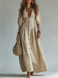 Eloise V Neck Puff Sleeve Maxi Dress - front view