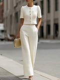 Yasmin Cropped Wide Leg Two Piece Set - front view