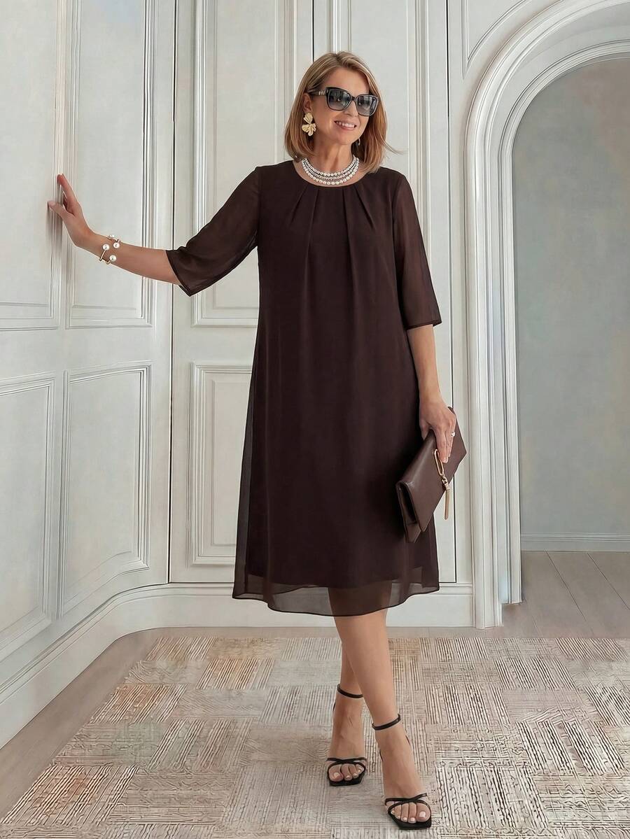 Ivy Pleated Round Neck Dress - view 3