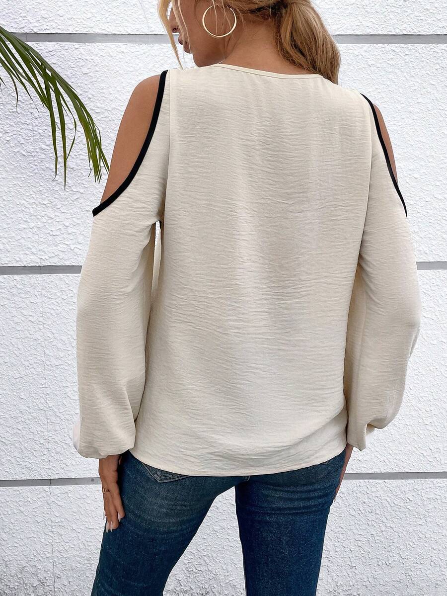 Victoria Asymmetric Neck Cold Shoulder Blouse - view 2
