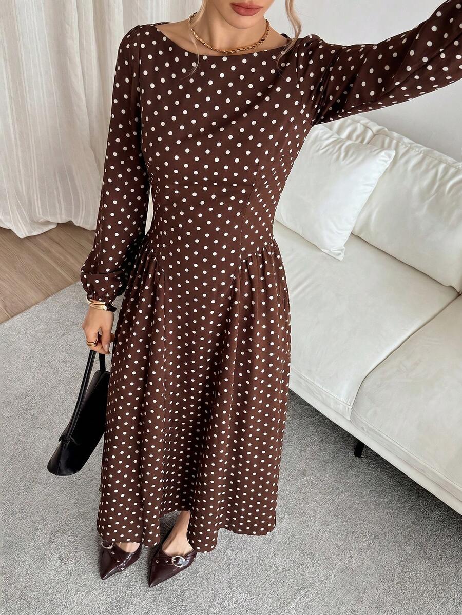 Rosamund Pleated Round Neck Maxi Dress - view 5