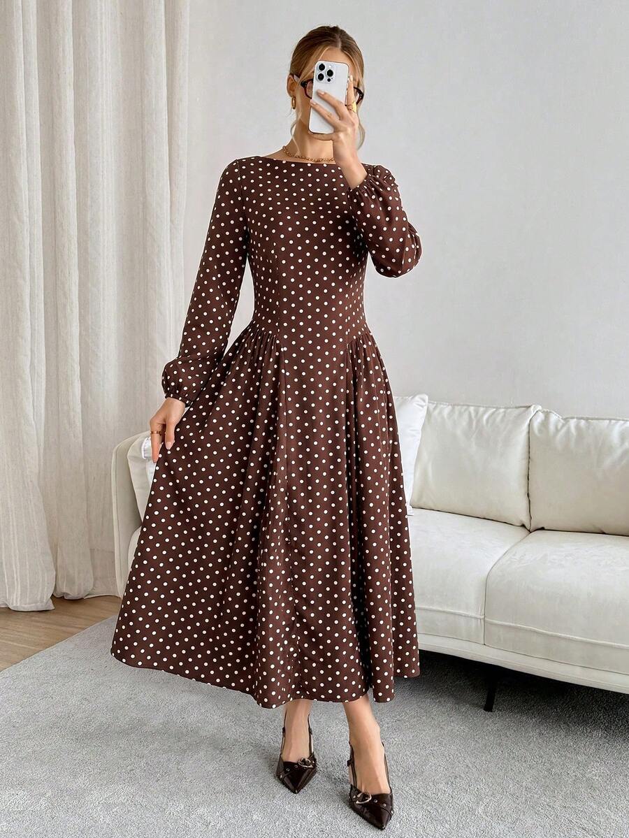 Rosamund Pleated Round Neck Maxi Dress - view 4
