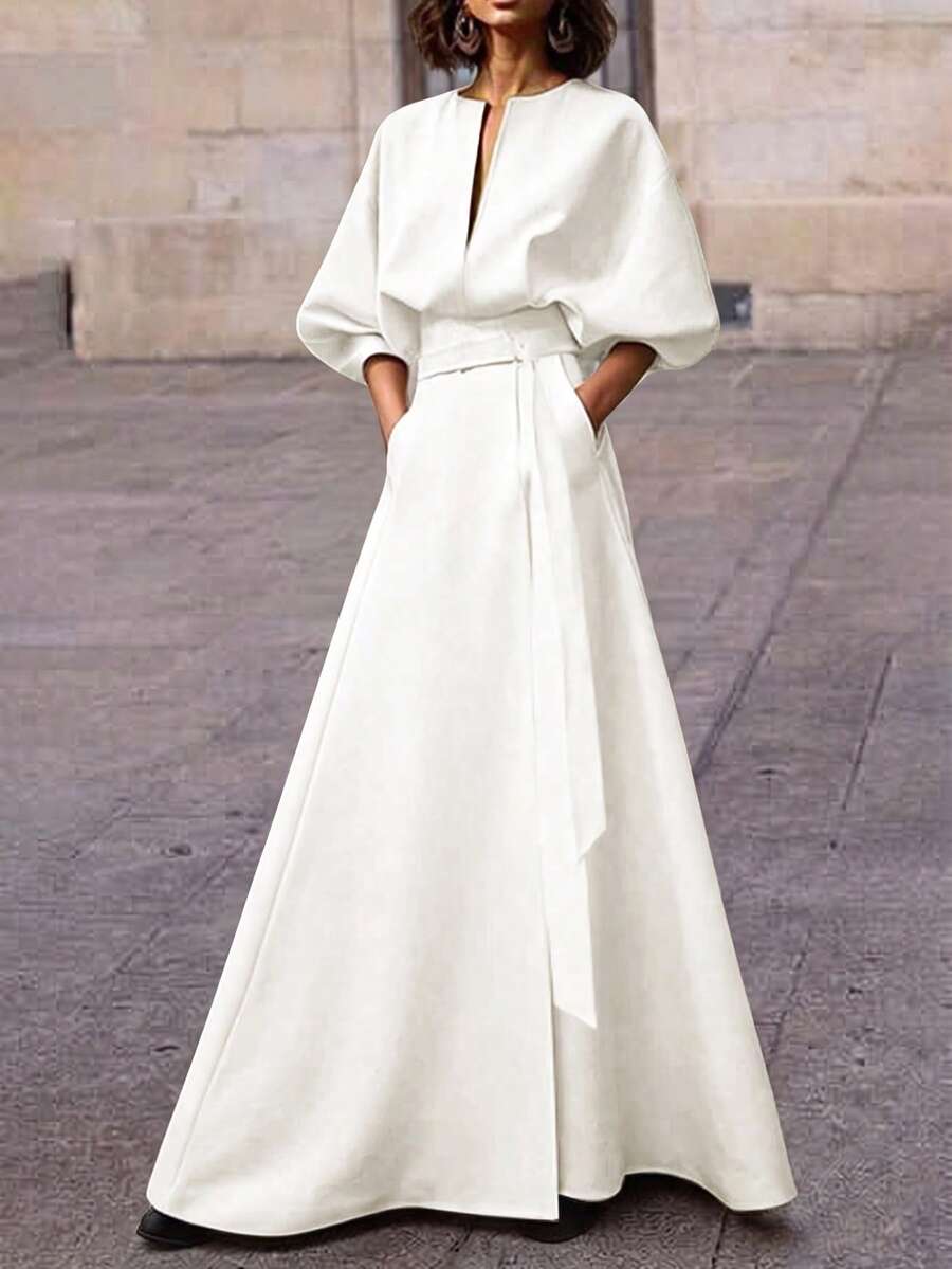 Aurora V Neck Balloon Sleeve Maxi Dress - view 5