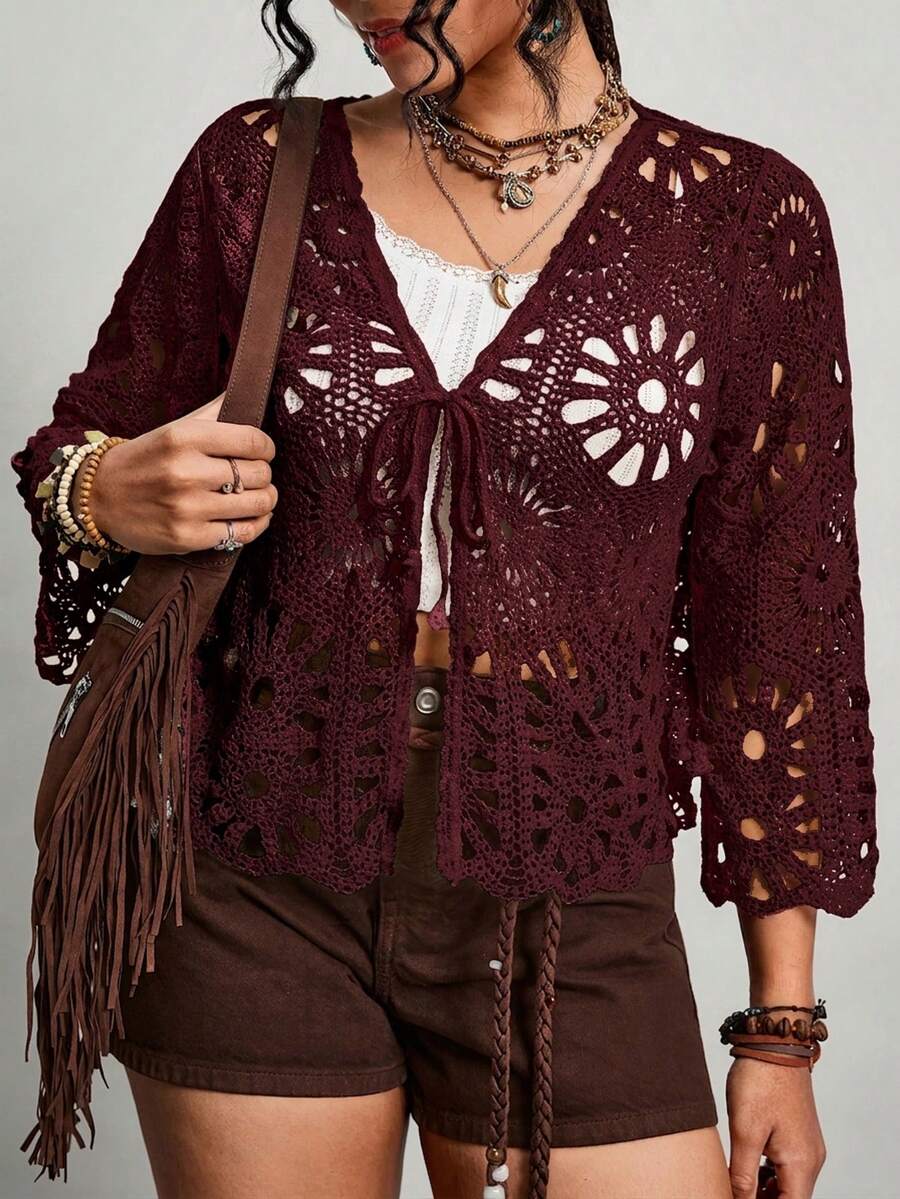 Josefine Crochet Tie Front Cardigan - view 12