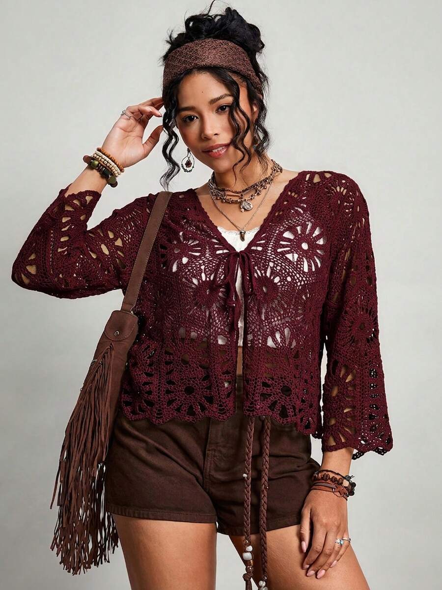 Josefine Crochet Tie Front Cardigan - view 14