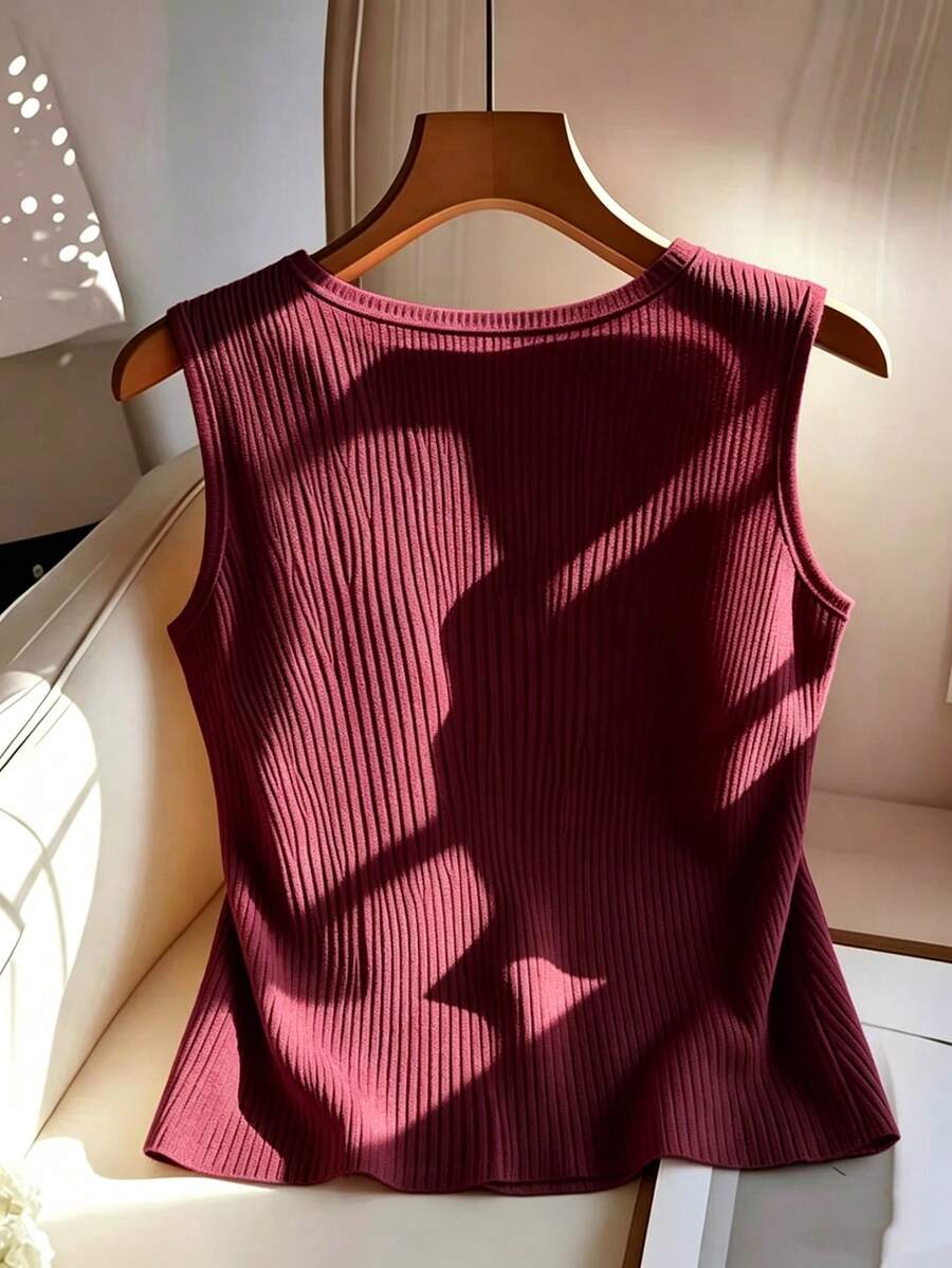 Lara Ribbed Sleeveless Button Front Shirt - view 15