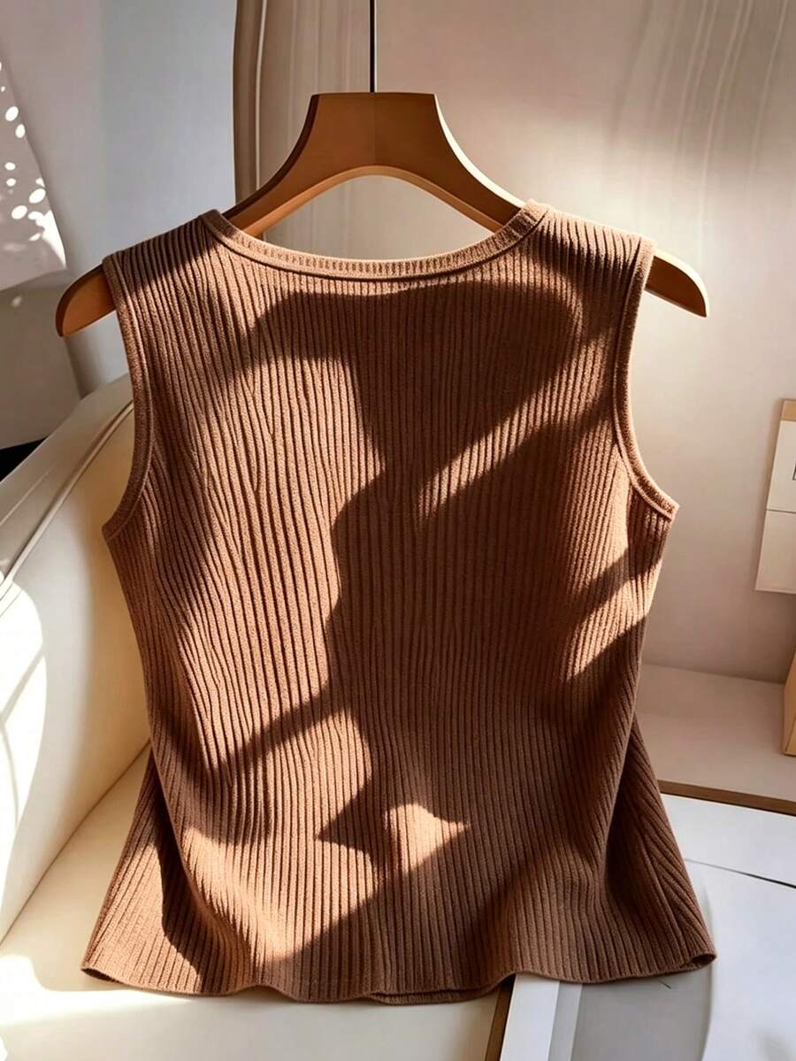Lara Ribbed Sleeveless Button Front Shirt - view 18