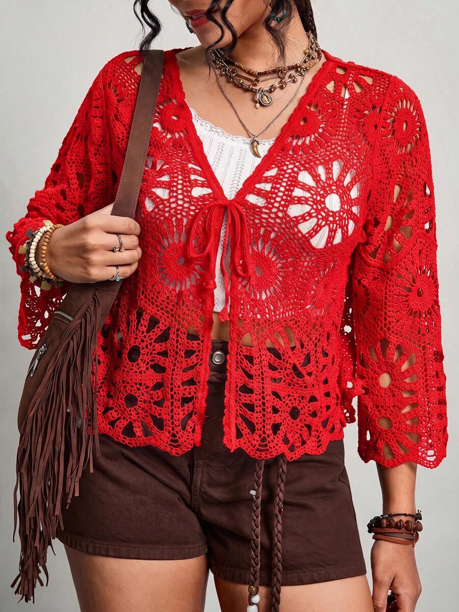 Josefine Crochet Tie Front Cardigan - view 15