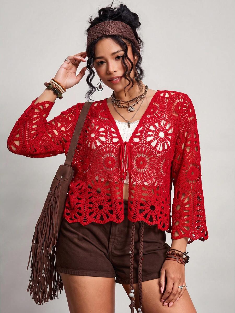 Josefine Crochet Tie Front Cardigan - view 17