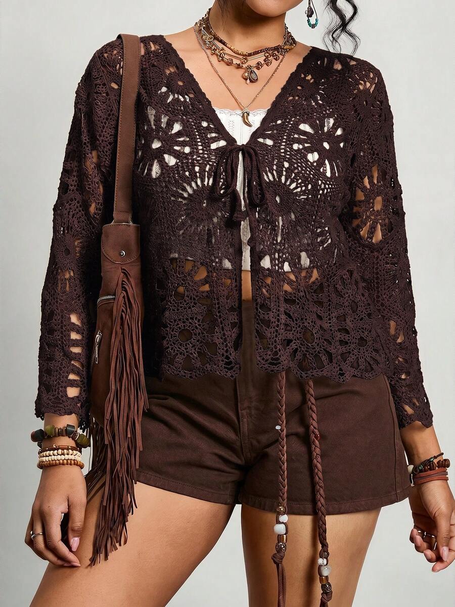 Josefine Crochet Tie Front Cardigan - view 18