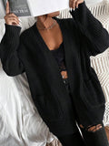Lucia Chunky Knit Ribbed Open Front Cardigan - front view