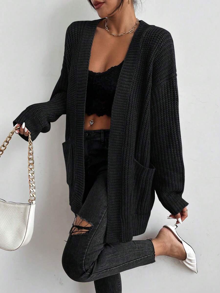 Lucia Chunky Knit Ribbed Open Front Cardigan - view 3