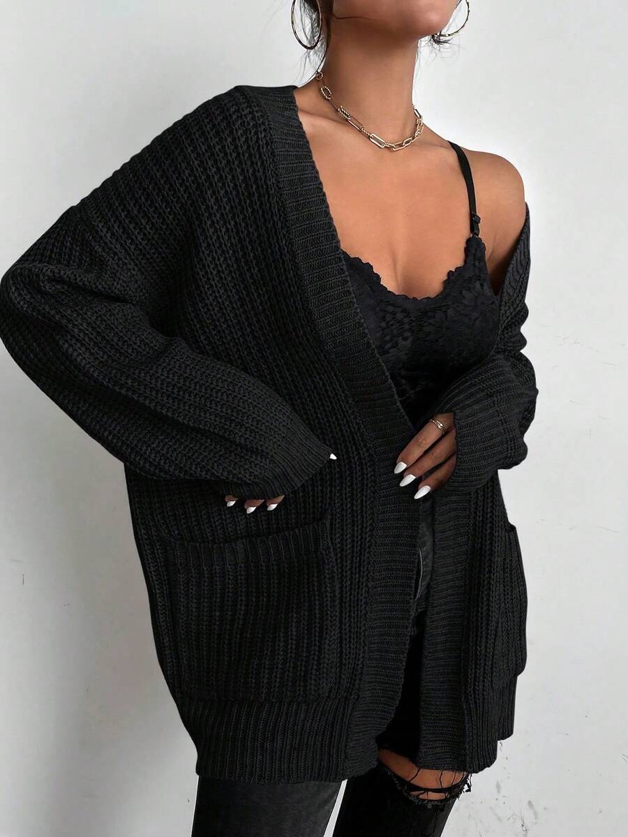 Lucia Chunky Knit Ribbed Open Front Cardigan - view 5