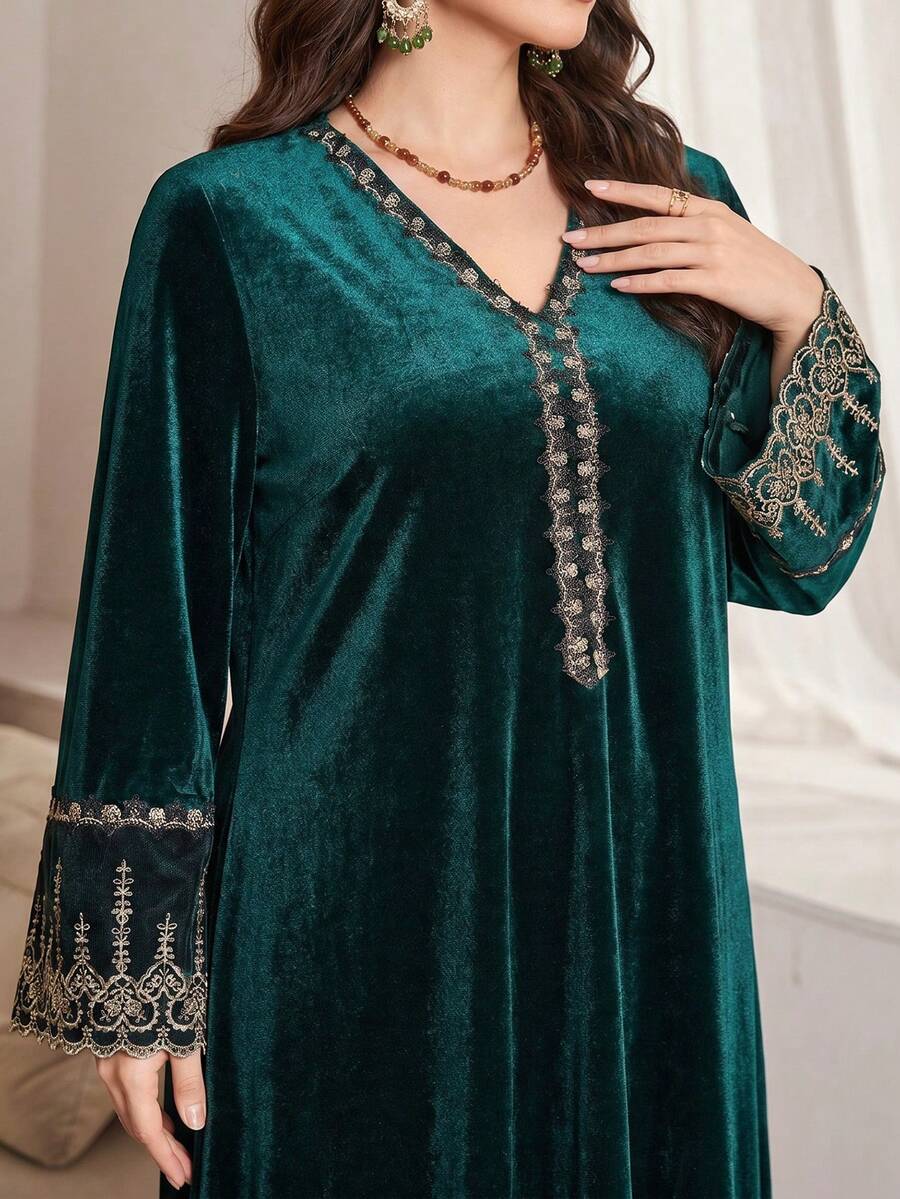 Nova Embroidered Flare Sleeve Maxi Dress - front view