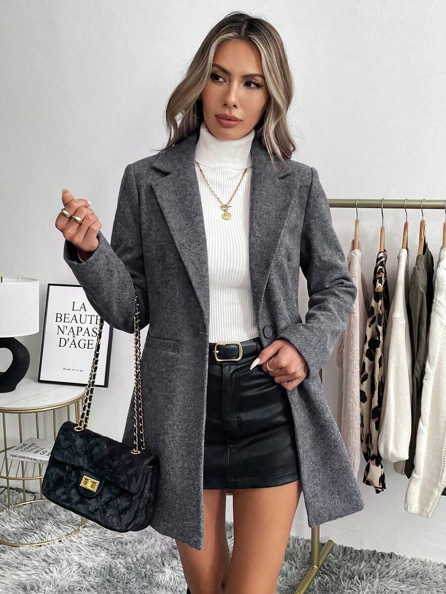 Ava Notch Lapel Patch Pocket Blazer - front view