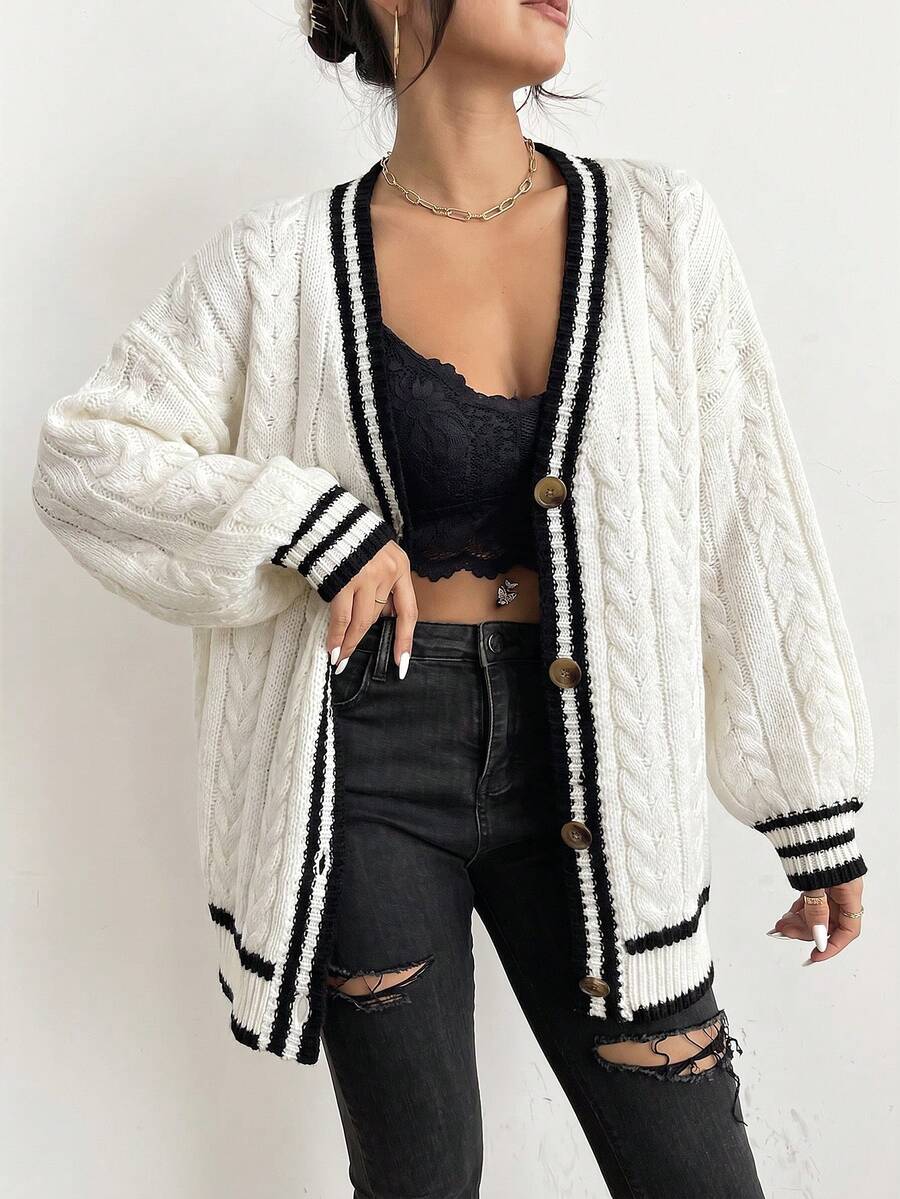 Frida Cable Knit Chunky Knit Cardigan - view 9