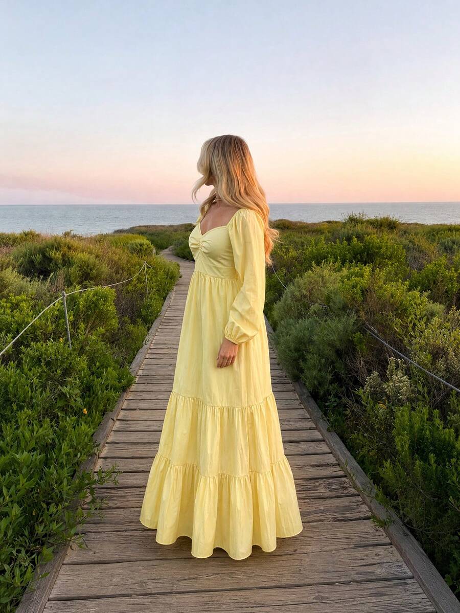 Sybille Square Neck Balloon Sleeve Maxi Dress - view 5
