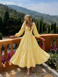 Sybille Square Neck Balloon Sleeve Maxi Dress - front view
