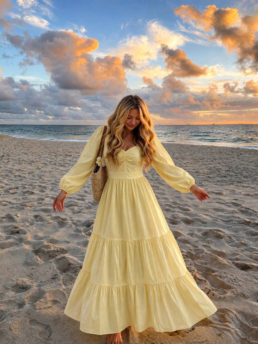 Sybille Square Neck Balloon Sleeve Maxi Dress - view 6