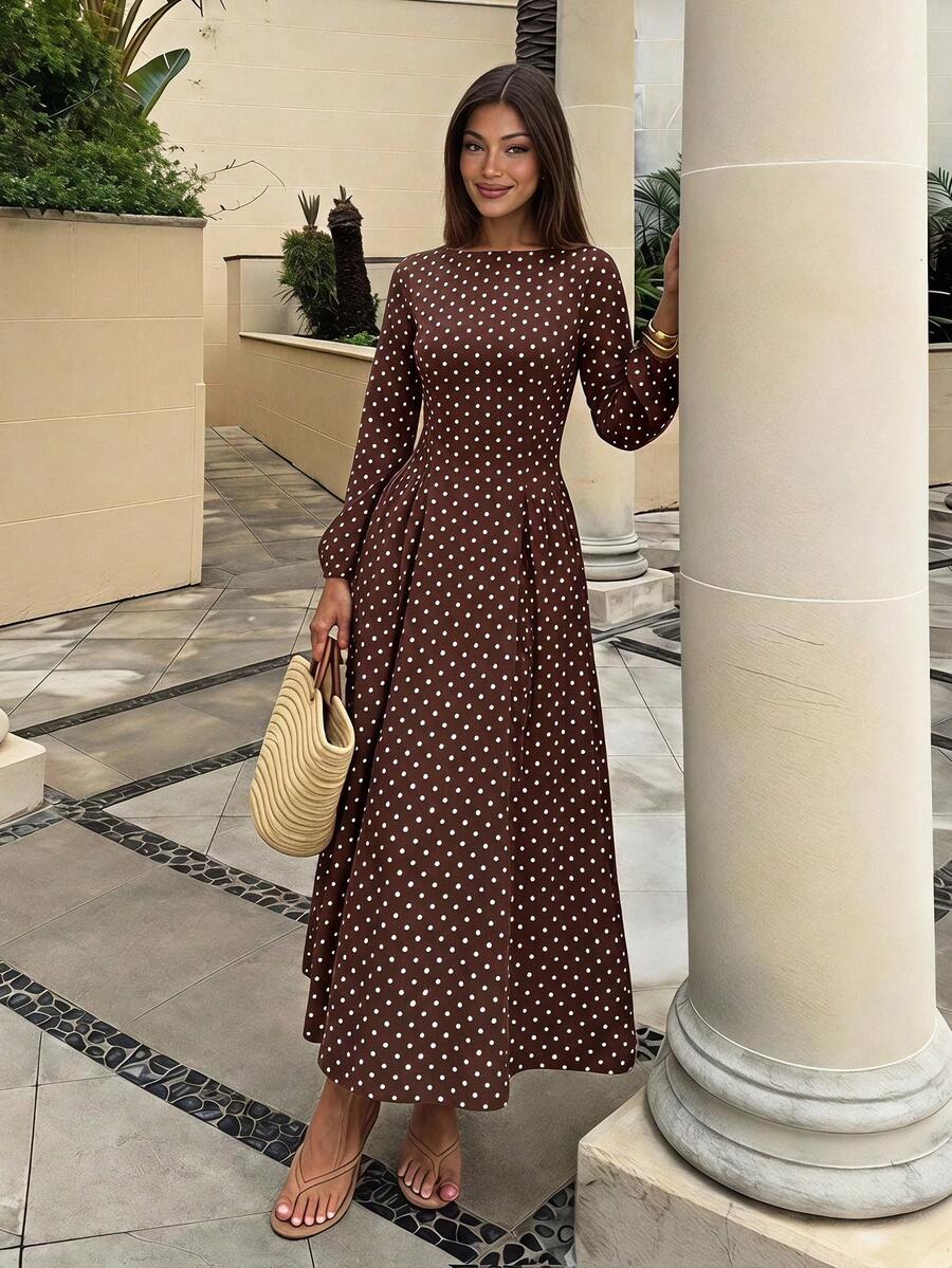 Rosamund Pleated Round Neck Maxi Dress - view 2