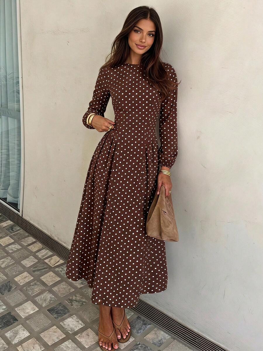 Rosamund Pleated Round Neck Maxi Dress - view 3