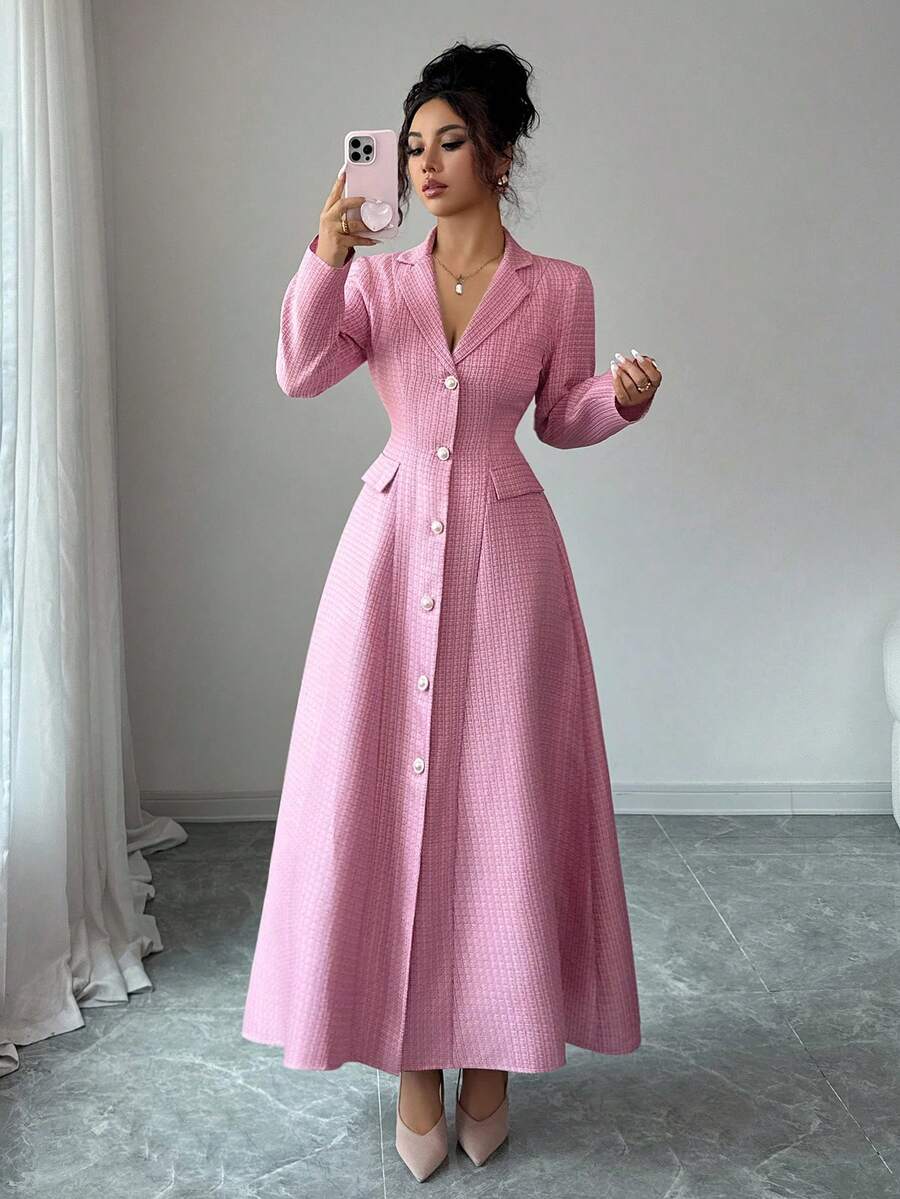 Nora Notch Lapel A Line Dress - view 7