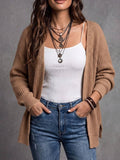 Willa | Rib-Knit Open-Front Cardigan With Side Slits