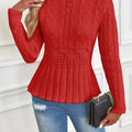 Manon Cable Knit Pointelle Peplum Sweater - view 4