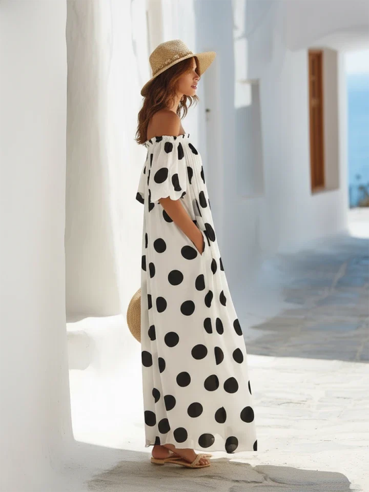 Orla Polka Dot Off-Shoulder Maxi Dress - view 5