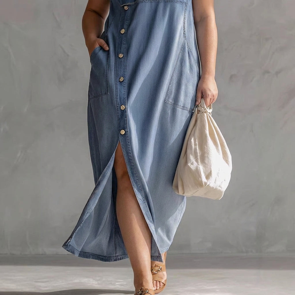 Clemence Hooded Denim Sleeveless