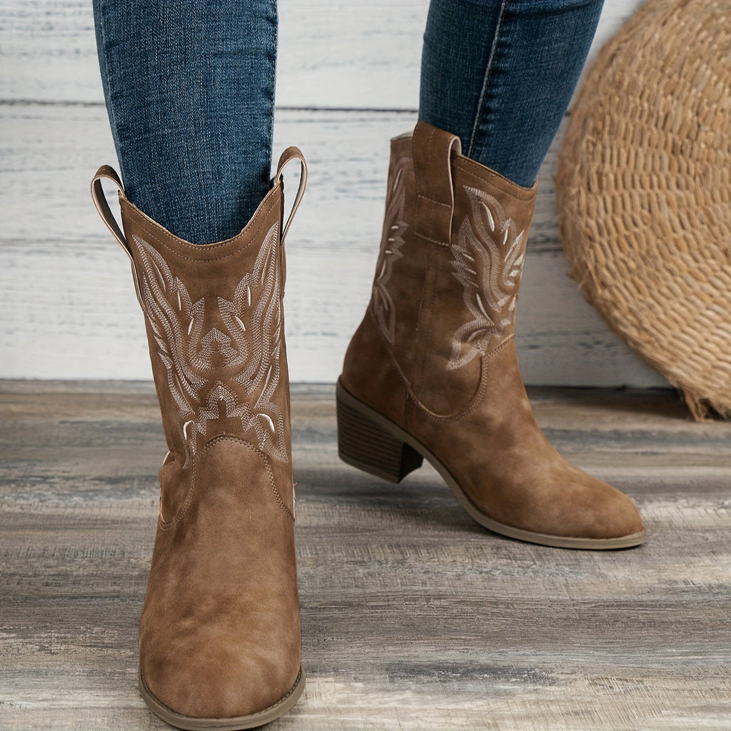 Genevieve Western Stacked Heel Boots - view 7