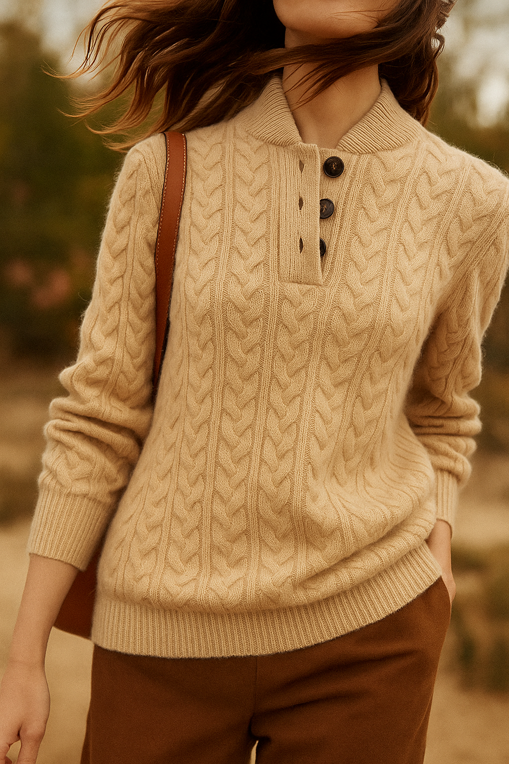 Klara Cable Knit Stand Collar Collared Sweater - view 25