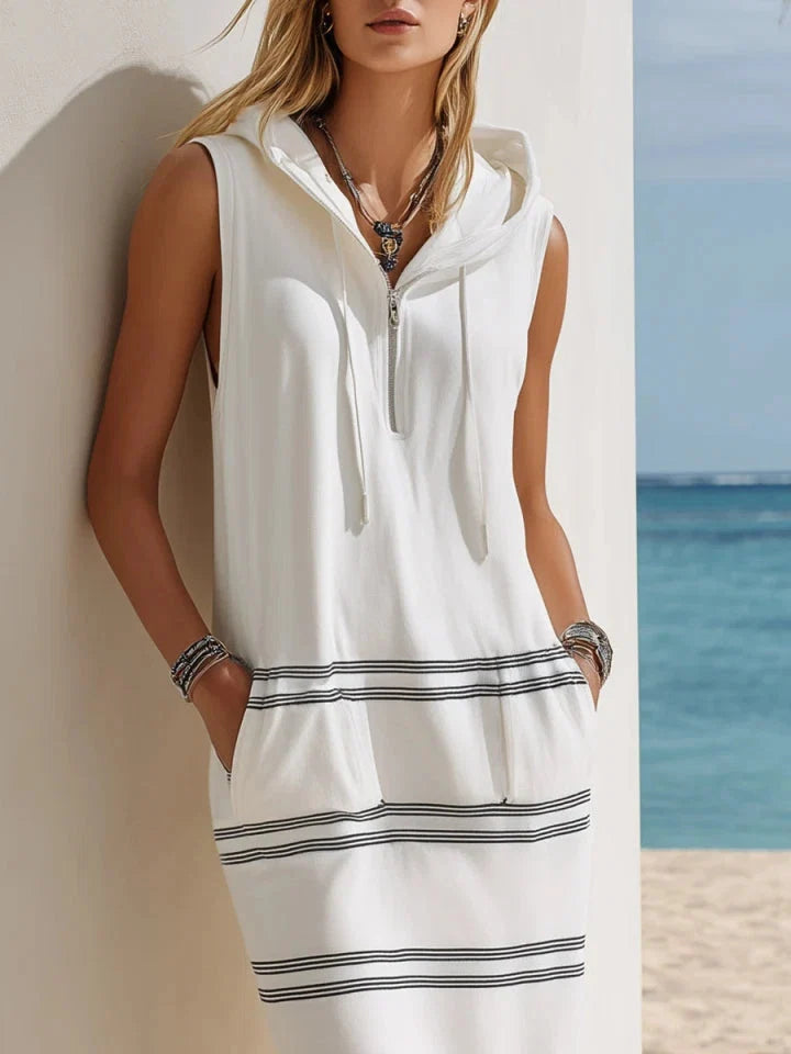 Linnea Striped Hooded Sleeveless Maxi Dress - view 3