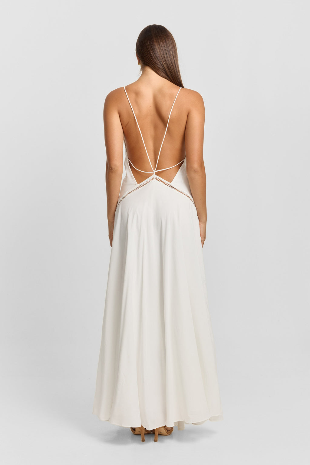Perla Lace Trim Tiered White Maxi Dress - view 4