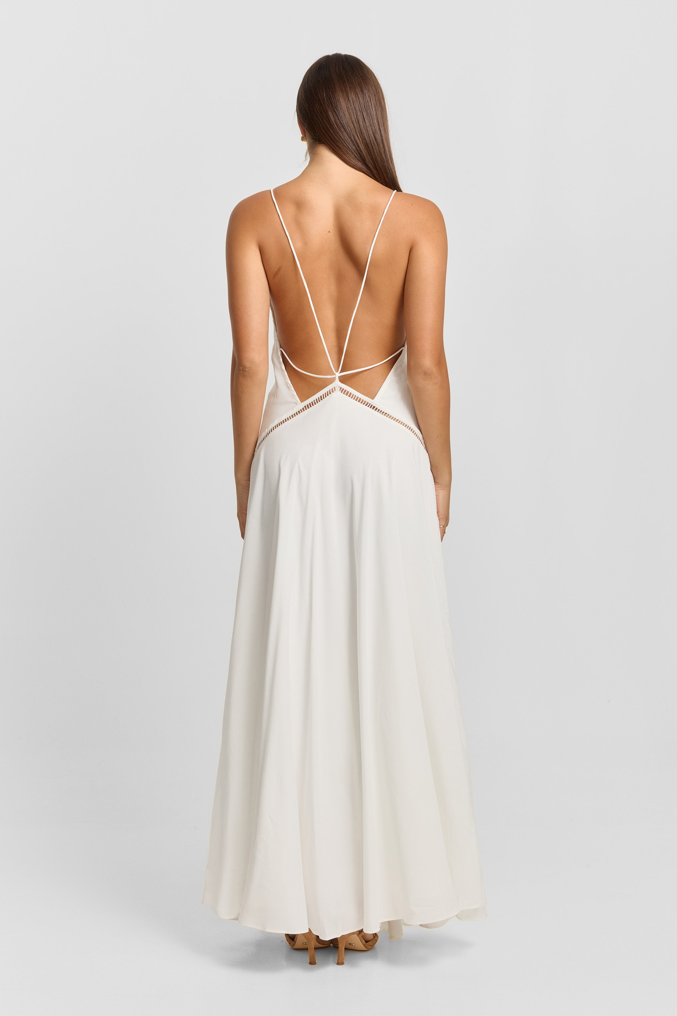 Perla Lace Trim Tiered White Maxi Dress - view 4