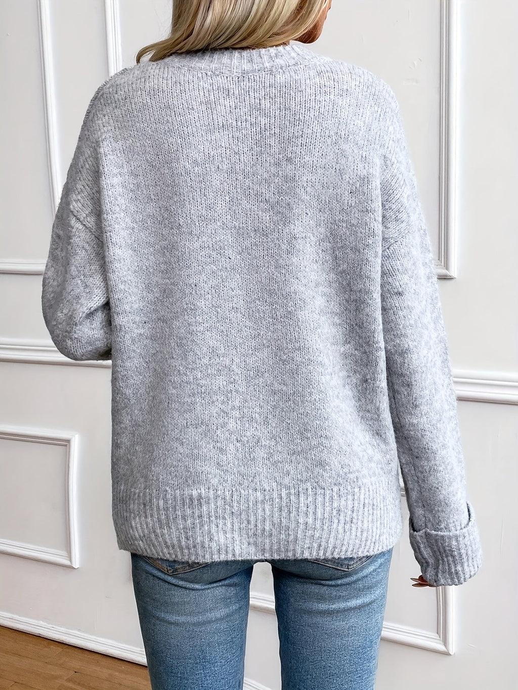 Lea Round Neck Turn Back Cuff Sweater - view 4