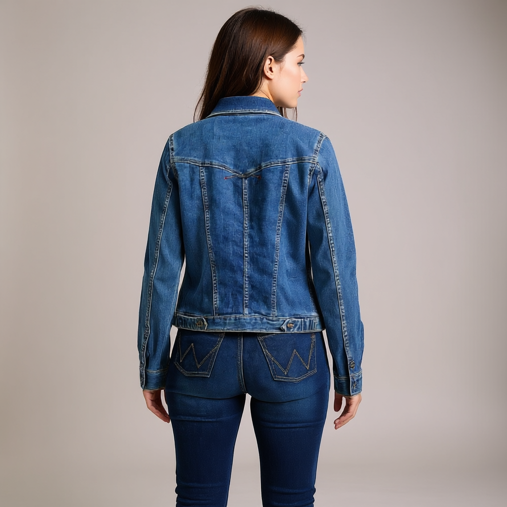 Clemence | Trim Cropped Button Front Denim Jacket for Women