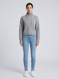 Scarlett Cable Knit Ribbed Turtleneck Sweater - front view