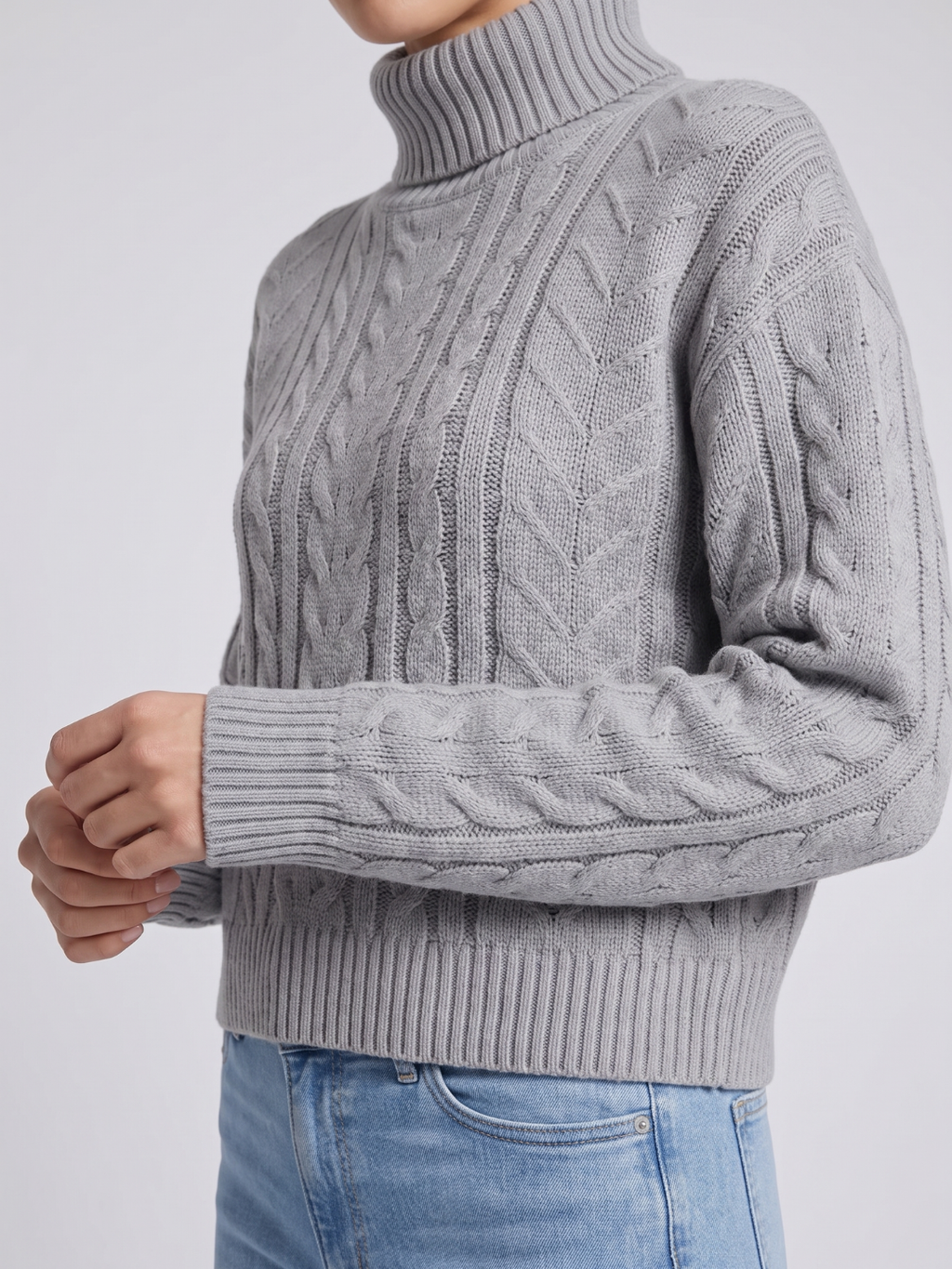 Scarlett Cable Knit Ribbed Turtleneck Sweater - view 5