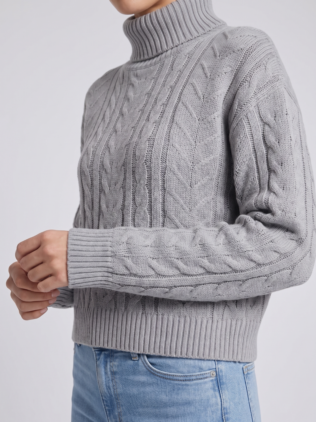 Scarlett Cable Knit Ribbed Turtleneck Sweater - view 5