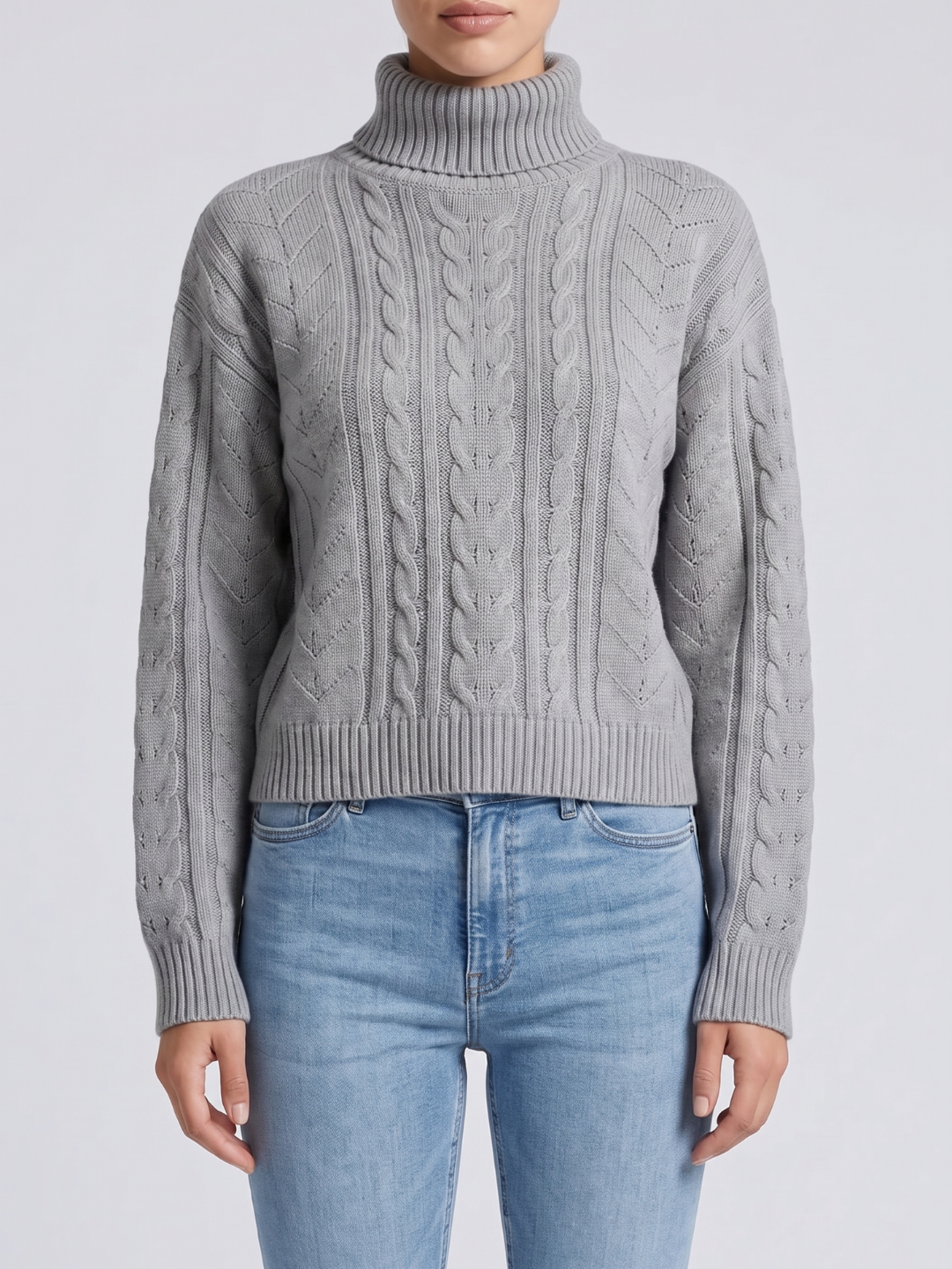 Scarlett Cable Knit Ribbed Turtleneck Sweater - view 6