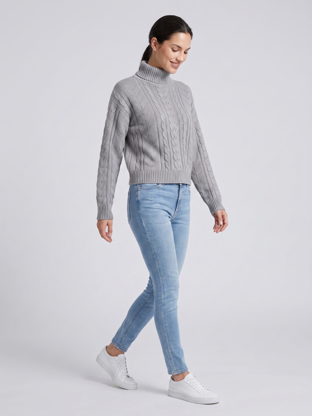 Scarlett Cable Knit Ribbed Turtleneck Sweater - view 7