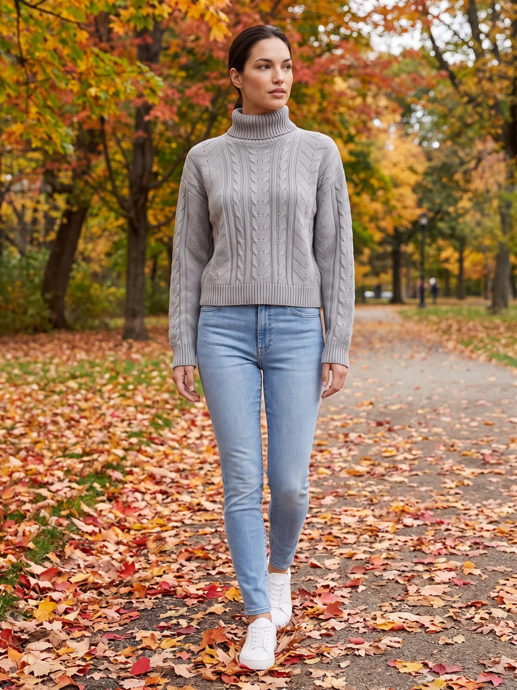 Scarlett Cable Knit Ribbed Turtleneck Sweater - view 8